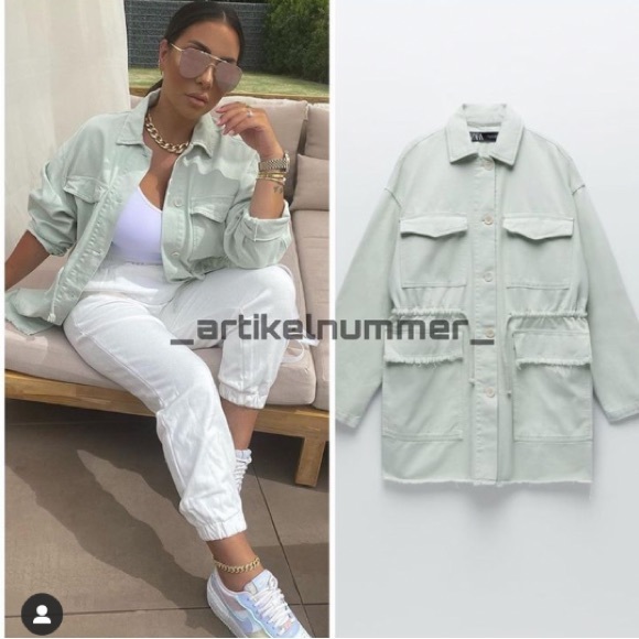 Zara utility green mint jacket - Picture 1 of 16
